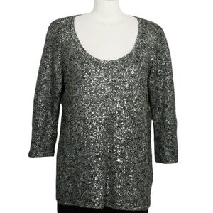 EILEEN‎ FISHER Lightweight Linen Blend Shimmer Karma Sweater